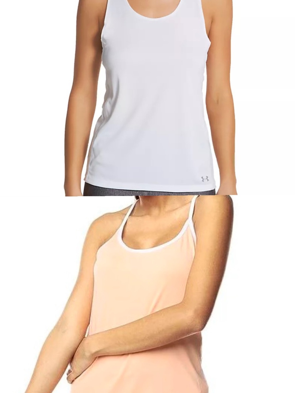 Under Armour Women’s White and Peach Performance Tank Tops